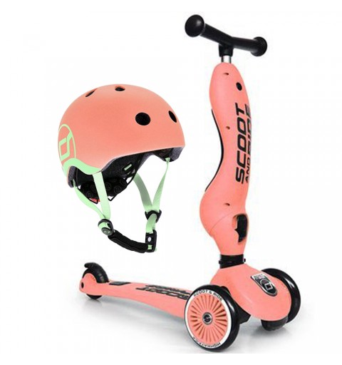 Scoot and Ride Highwaykick 1 - 2w1 Jeździk / Hulajnoga 1-5 Lat zestaw z kaskiem XXS | Peach